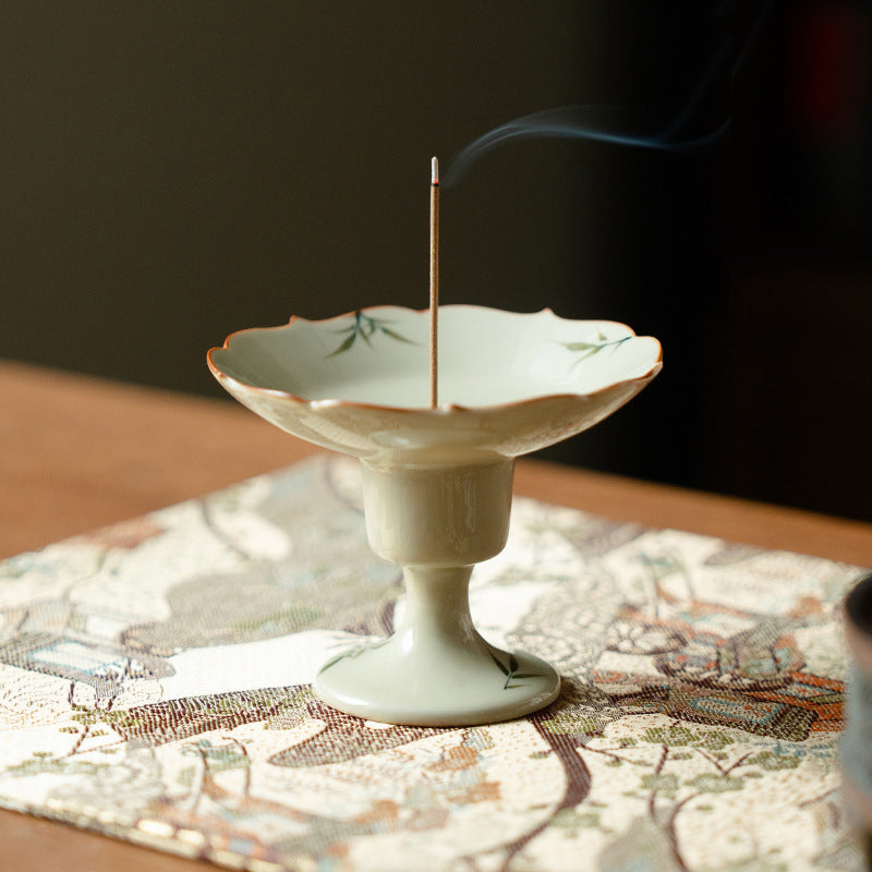 Hand-Painted Bamboo Incense Burner – Plant-Ash Glaze