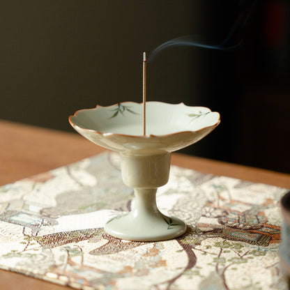 Hand-Painted Bamboo Incense Burner – Plant-Ash Glaze