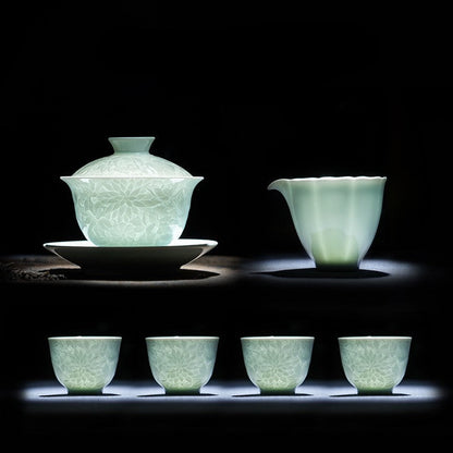 Floral Porcelain Gaiwan Tea Set