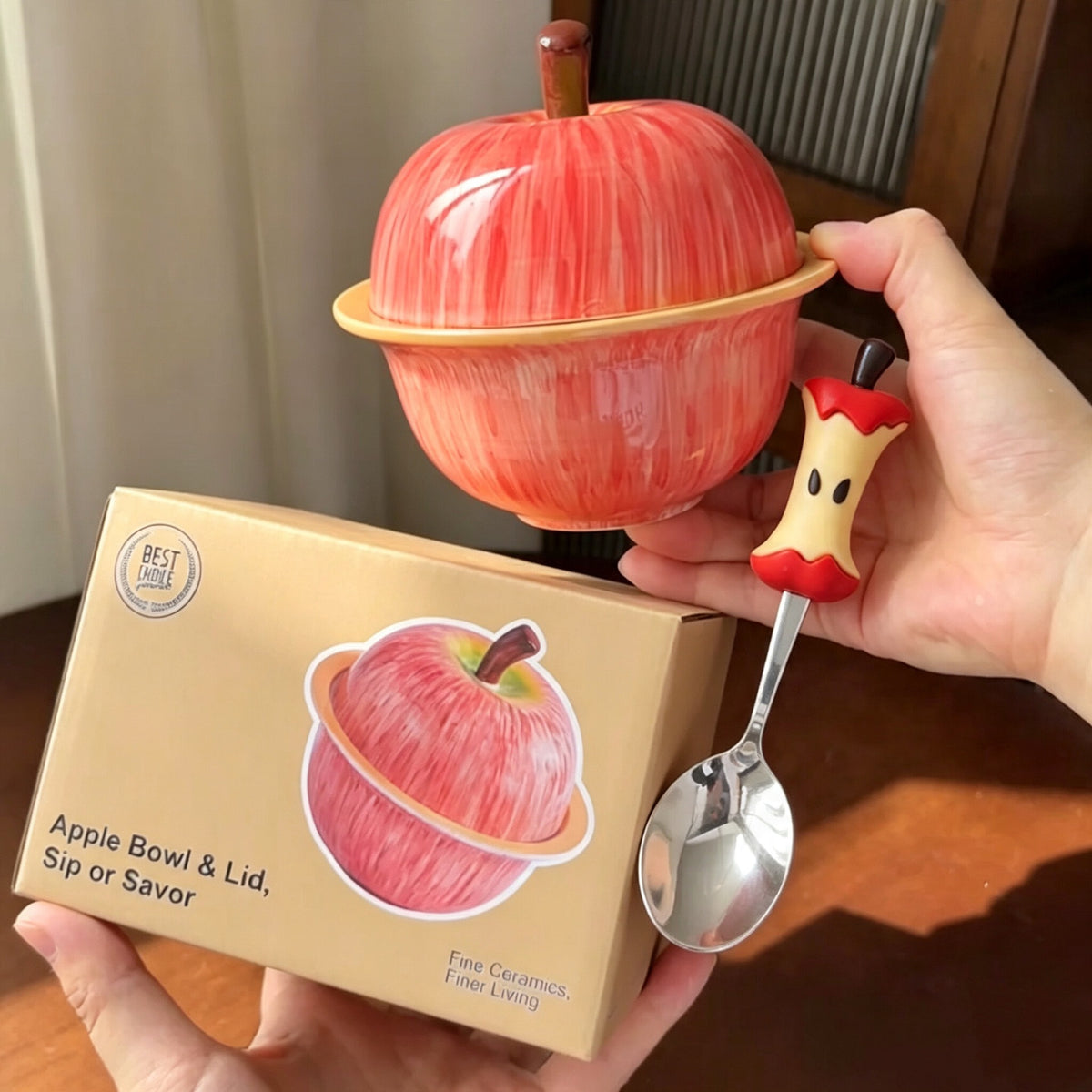 Jingdezhen Ceramic Apple Stew Pot – Lidded Soup Tureen