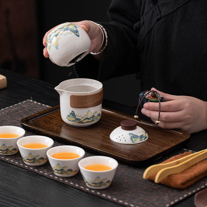 Thousand-Li Landscape travel tea set – detail