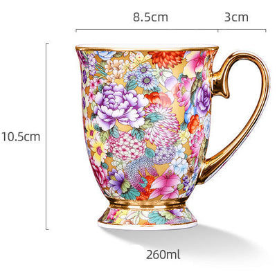 Floral Mug - Luanhua Gold Pattern + Spoon