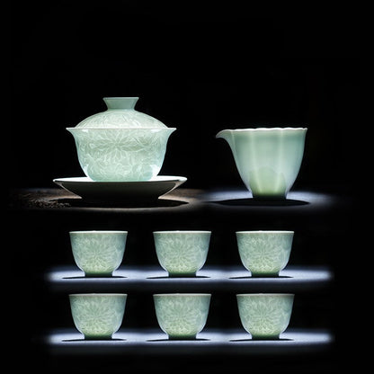Floral Porcelain Gaiwan Tea Set
