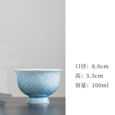 Crystalline Blue Flower-Rim Cup - 100 ml