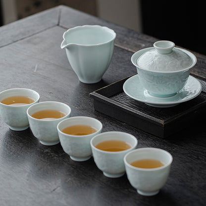 Floral Porcelain Gaiwan Tea Set