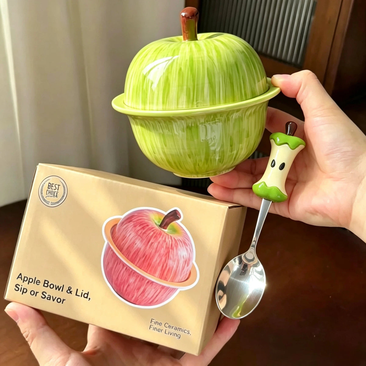 Jingdezhen Ceramic Apple Stew Pot – Lidded Soup Tureen