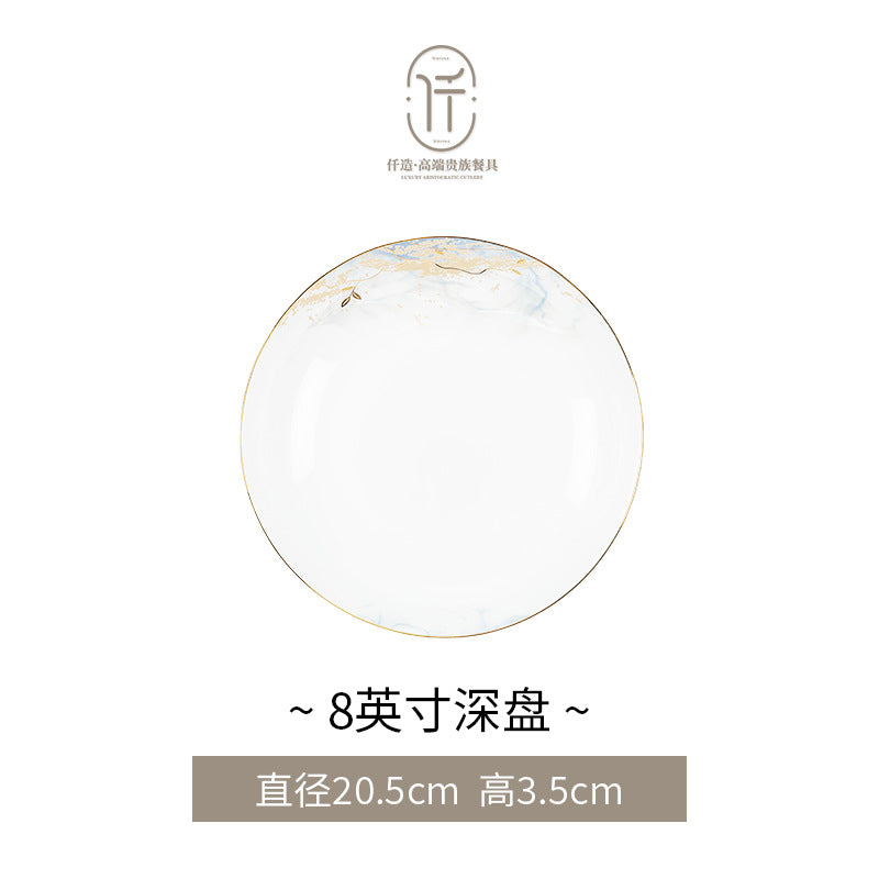 Jingdezhen glazed dinnerware – Deep Plate – 8 in
