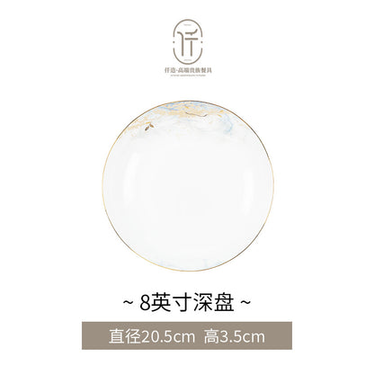 Jingdezhen glazed dinnerware – Deep Plate – 8 in