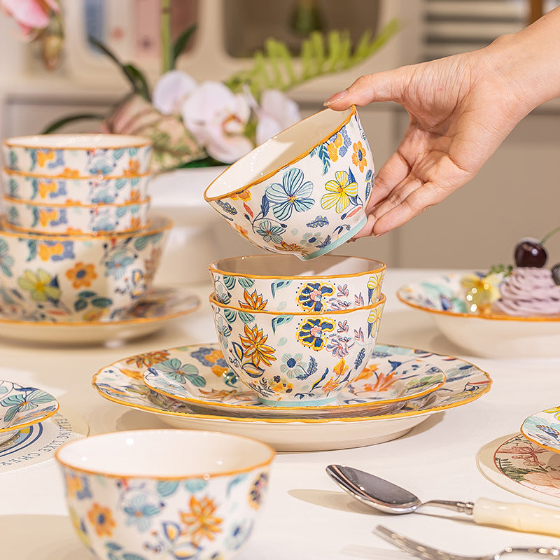 Man Ting Fang full-flower porcelain dinnerware – detail