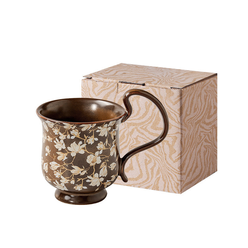 DAIMU kiln-change handmade mug – rock-brown glazed ceramic coffee mug with a unique fired glaze