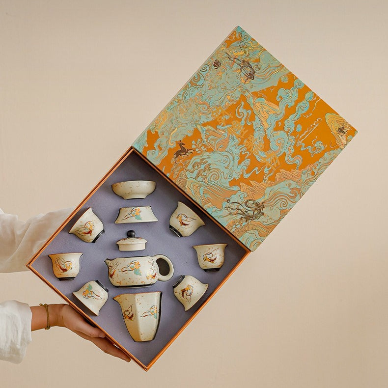 Dunhuang Flying Apsaras Flint-Red Xishi Teapot Tea Set – Gift Box