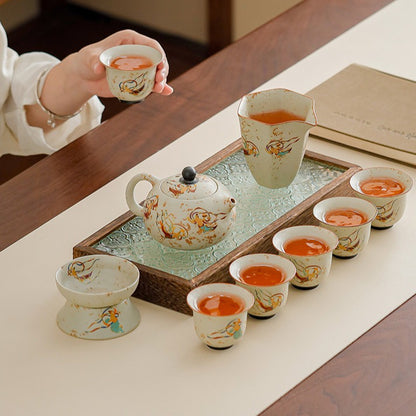 Dunhuang Flying Apsaras Flint-Red Xishi Teapot Tea Set – Gift Box