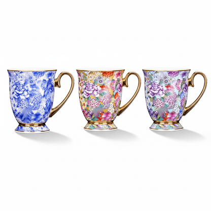 Patterned Porcelain Mug with Spoon