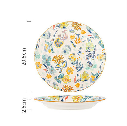 Man Ting Fang Full-Flower Porcelain Dinnerware – 8-inch Scalloped Shallow Plate