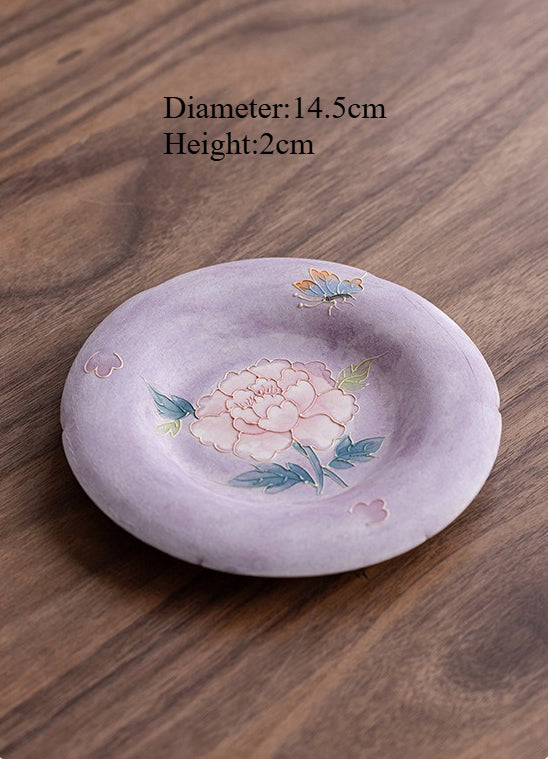 Purple Mist Peony Hand-Painted Porcelain – Teapot Stand