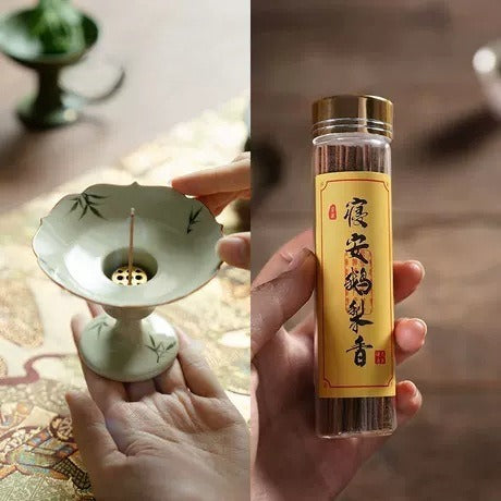 Hand-Painted Bamboo Incense Burner – Plant-Ash Glaze