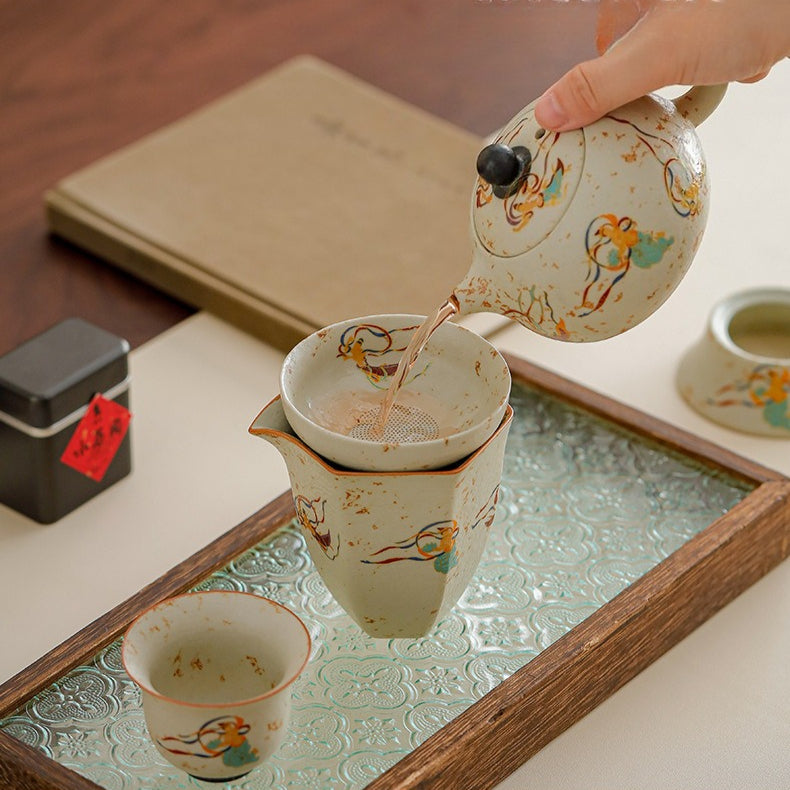 Dunhuang Flying Apsaras Flint-Red Xishi Teapot Tea Set – Gift Box