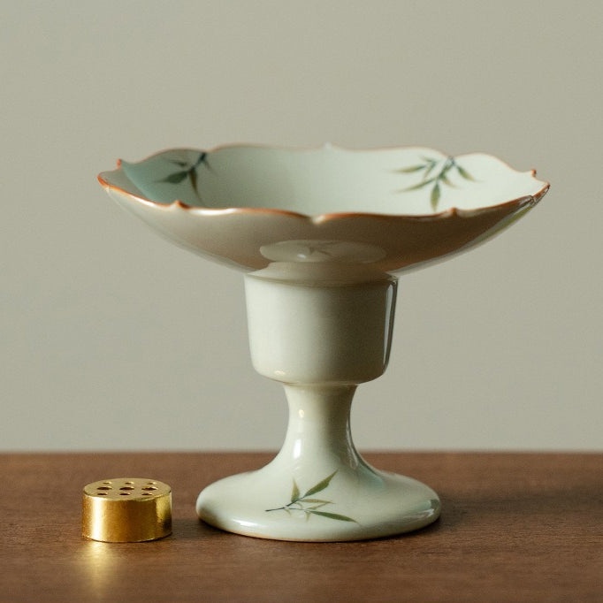 Hand-Painted Bamboo Incense Burner – Plant-Ash Glaze