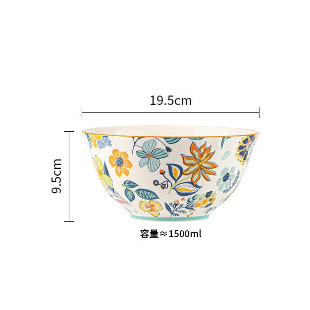 Man Ting Fang Full-Flower Porcelain Dinnerware – 7.5-inch Soup Bowl