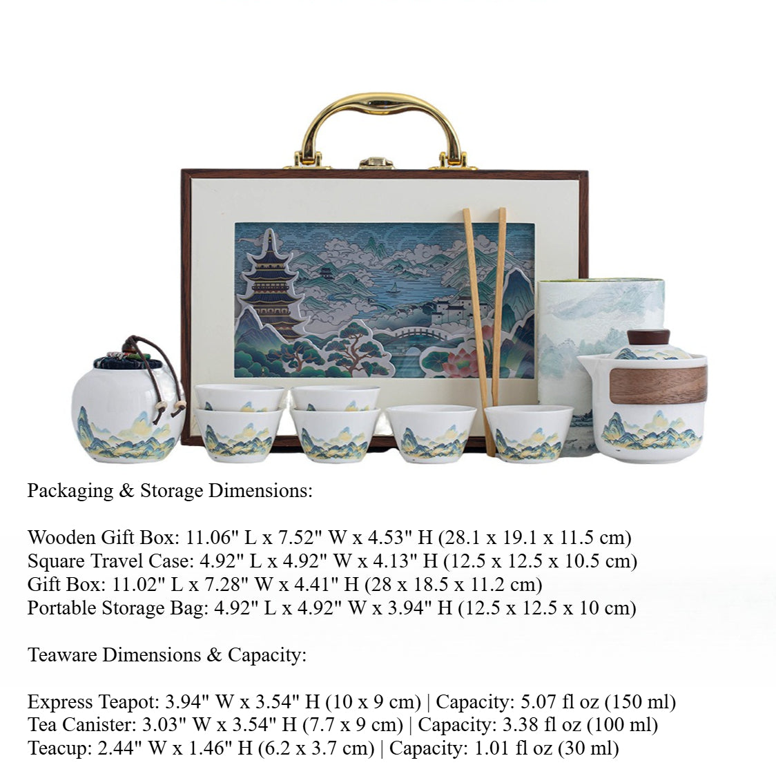 Thousand-Li Landscape travel tea set – detail