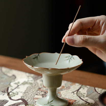 Hand-Painted Bamboo Incense Burner – Plant-Ash Glaze