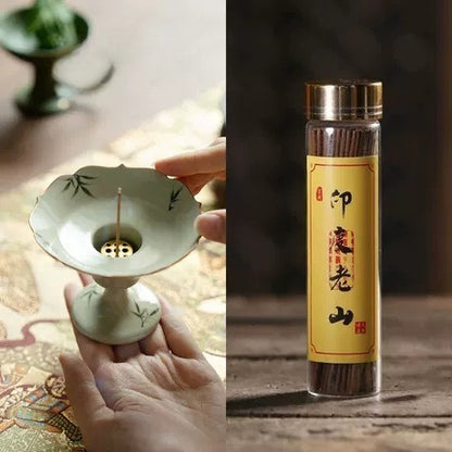 Hand-Painted Bamboo Incense Burner – Plant-Ash Glaze