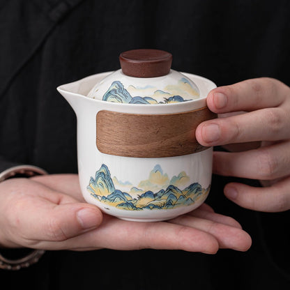 Thousand-Li Landscape travel tea set – detail